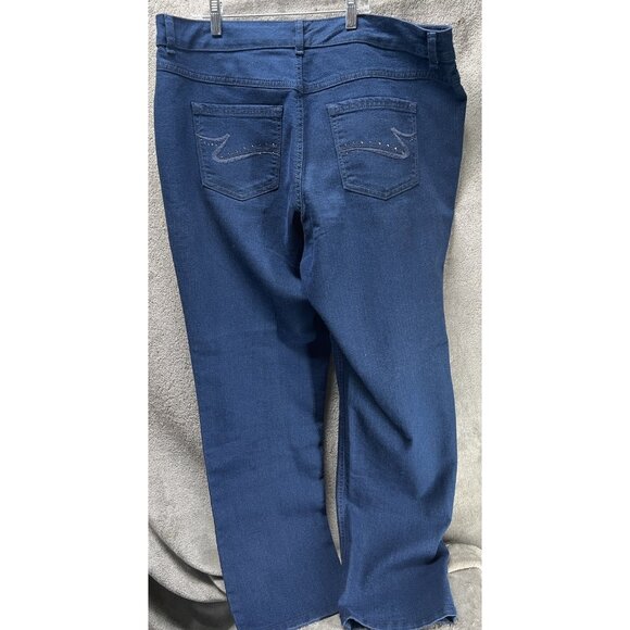 Just My Size by Hanes Jeans Womens 18W Blue Classic Fit Stretch Plus Rhinestones - Picture 9 of 9